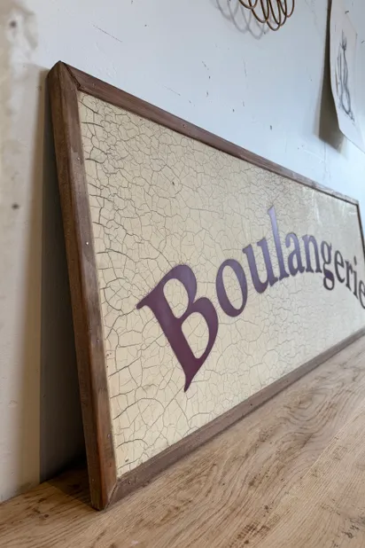 Panneau Boulangerie Aspect Ancien - Enseigne Murale Décorative Vieillie
