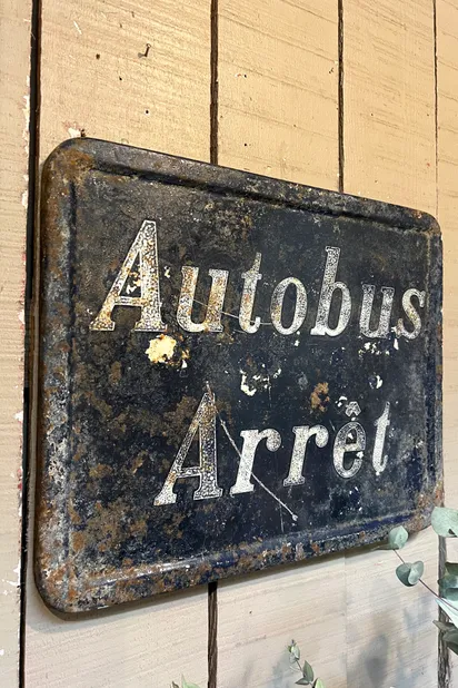 ANCIEN PANNEAU SIGNALISATION Camion 1t5 Plaque émaillée 50cm Vintage