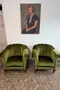 Paire de fauteuils Art Déco en velours vert