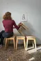 Série de tabourets en hêtre