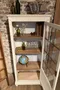 Ancienne vitrine en bois  couleur crème Début XXème 