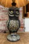 Lampe en céramique chouette des années 1970 avec abat-jour en corde