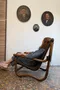 Fauteuil en bambou et cuir tressé – années 70
