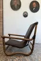 Fauteuil en bambou et cuir tressé – années 70