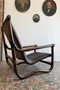 Fauteuil en bambou et cuir tressé – années 70