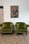 Paire de fauteuils Art Déco en velours vert