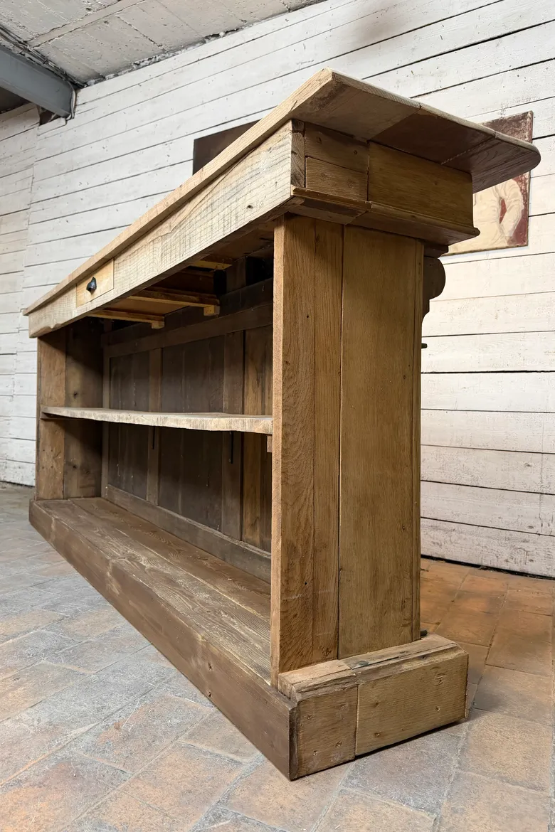 Ancien comptoir en chêne – début XXe