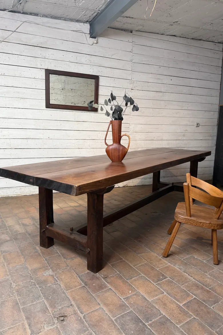 Grande table de communauté en chêne – fin XIXe / début XXe