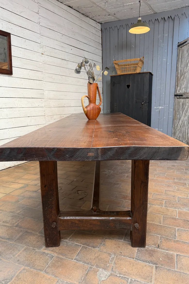 Grande table de communauté en chêne – fin XIXe / début XXe