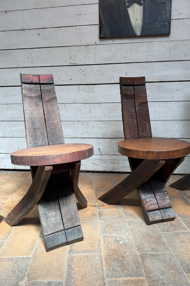Série de 4 chaises de bistrot brutalistes