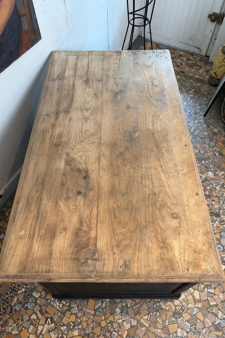 Ancien bureau / comptoir en chêne début 20eme