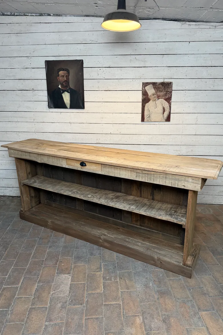 Ancien comptoir en chêne – début XXe