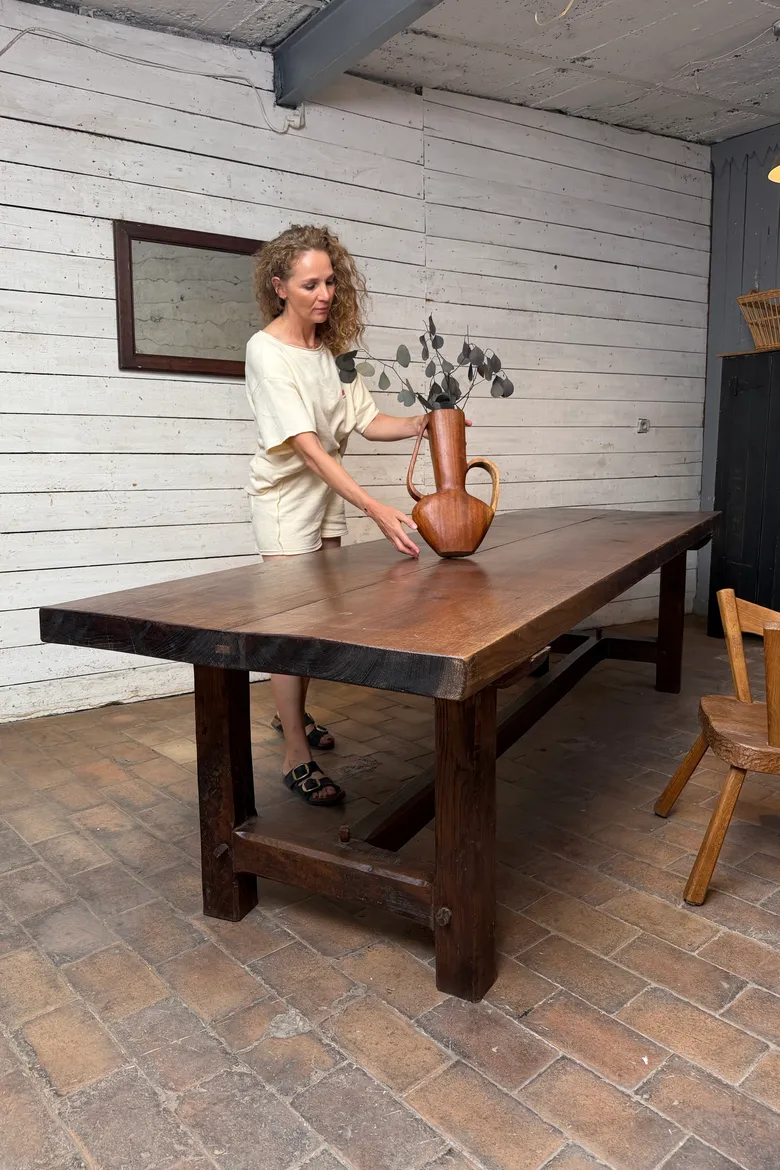 Grande table de communauté en chêne – fin XIXe / début XXe