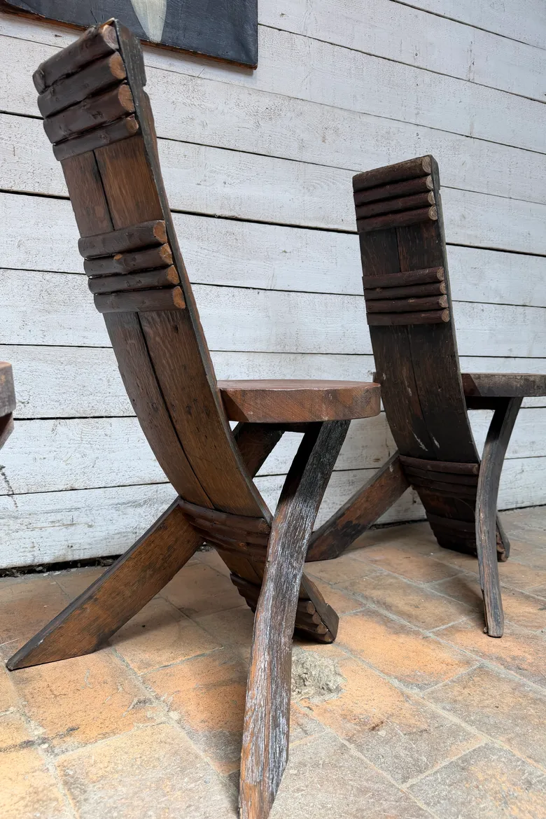 Série de 4 chaises de bistrot brutalistes