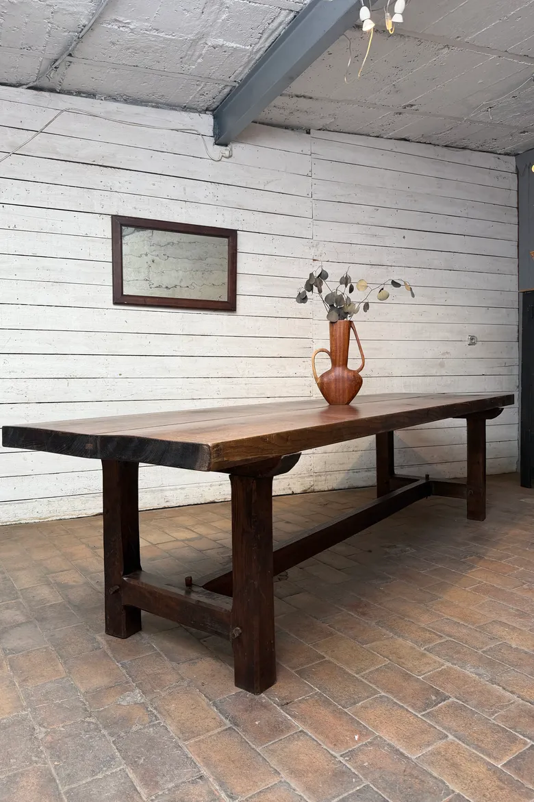 Grande table de communauté en chêne – fin XIXe / début XXe