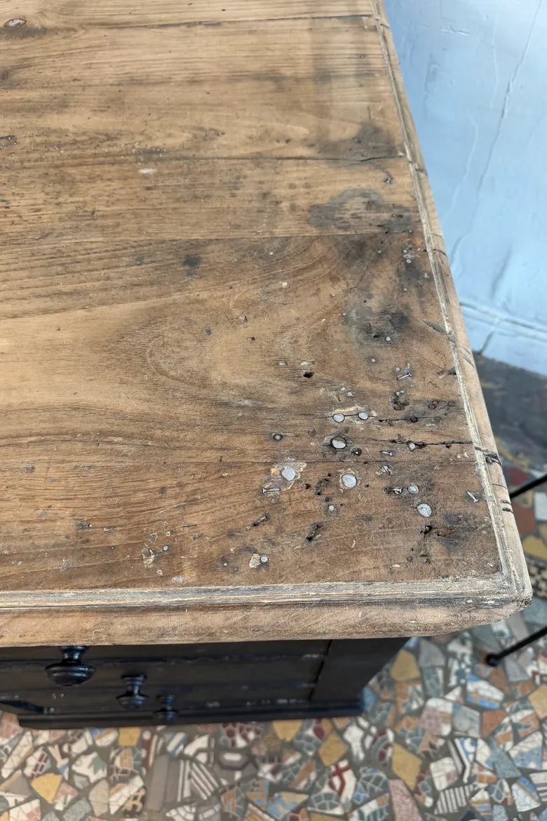 Ancien bureau / comptoir en chêne début 20eme