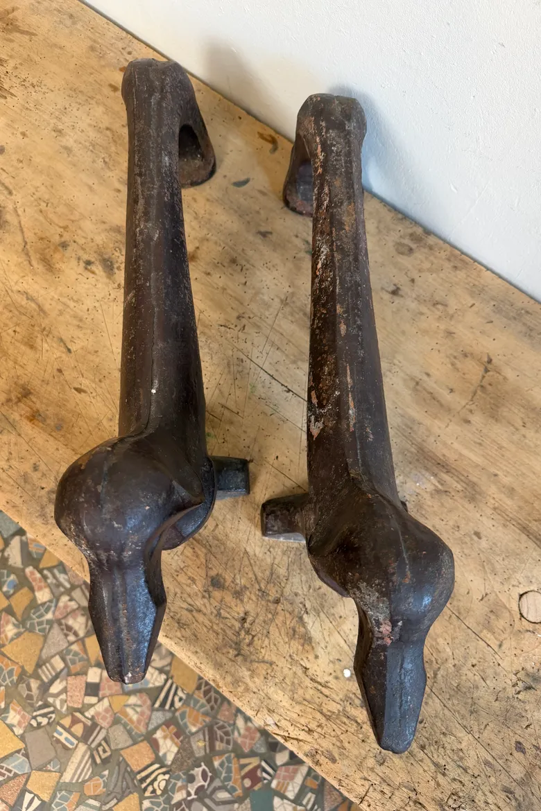 Paire de chenets aux teckels – années 50