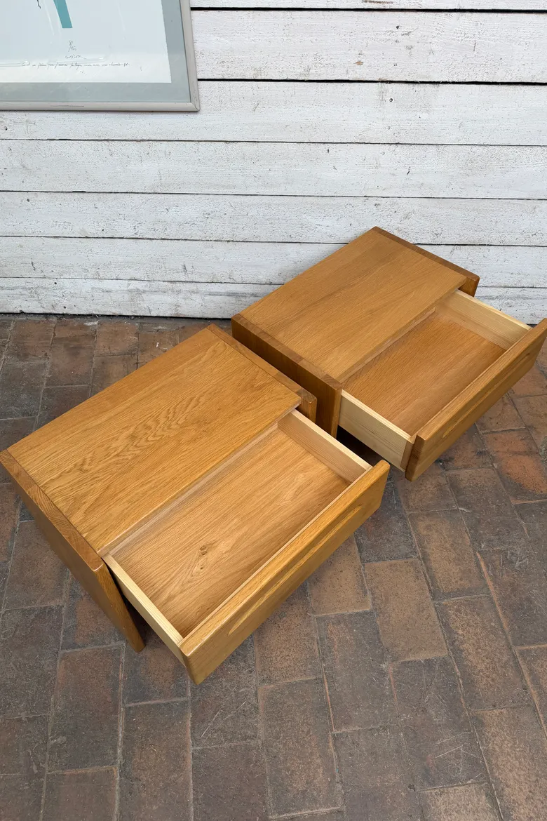 Paire de chevets en chêne – années 80 — Paire de chevets en chêne – années 80