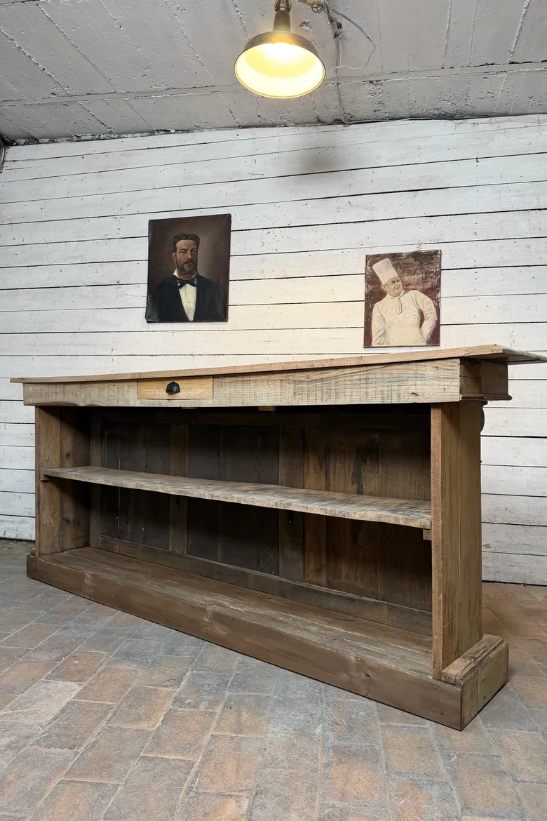 Ancien comptoir en chêne – début XXe