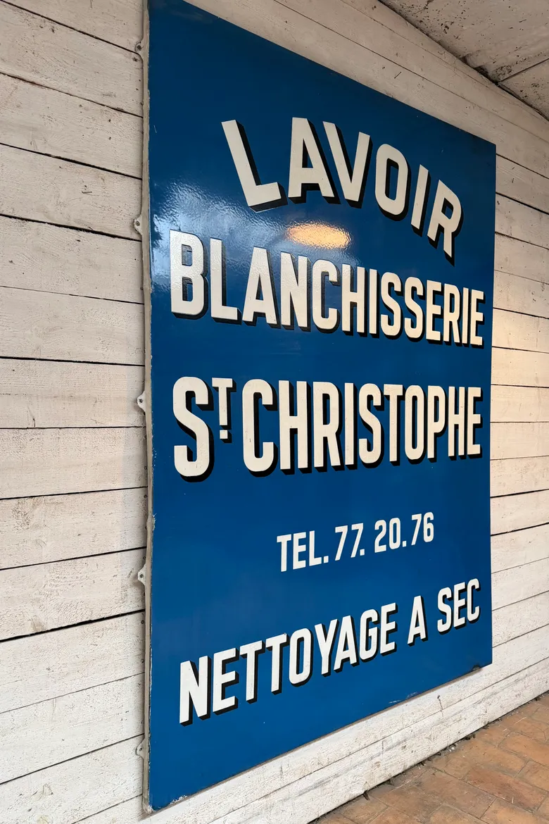 Ancienne plaque émaillée de blanchisserie – années 1950