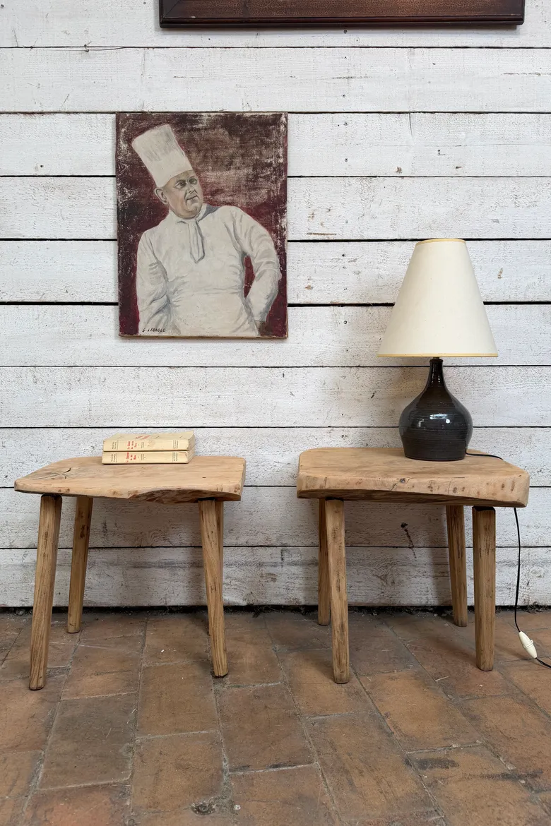 Paire de tables d’appoint brutalistes – années 50/60