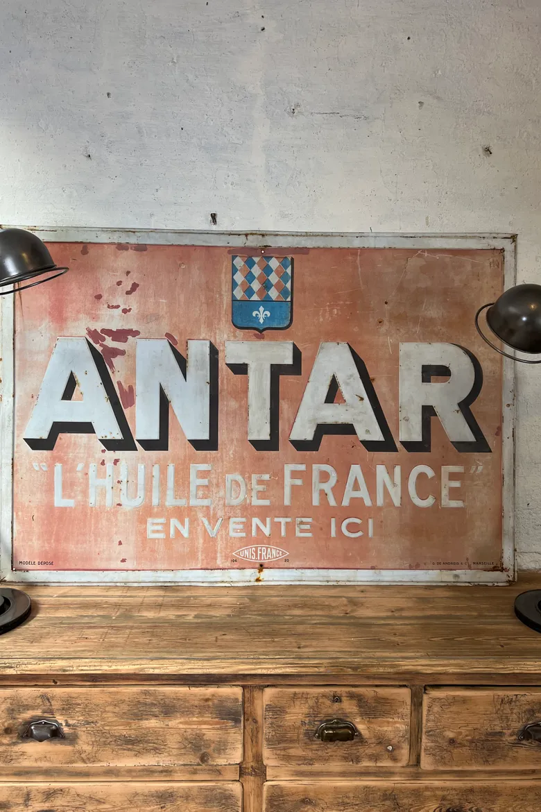 Ancienne plaque publicitaire ANTAR