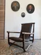 Fauteuil en bambou et cuir tressé – années 70