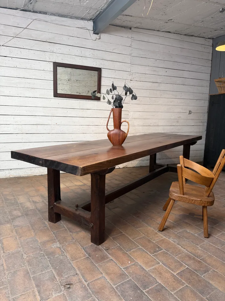 Grande table de communauté en chêne – fin XIXe / début XXe