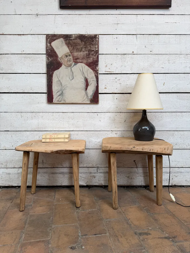 Paire de tables d’appoint brutalistes – années 50/60